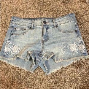 Floral Embroidered Denim Shorts